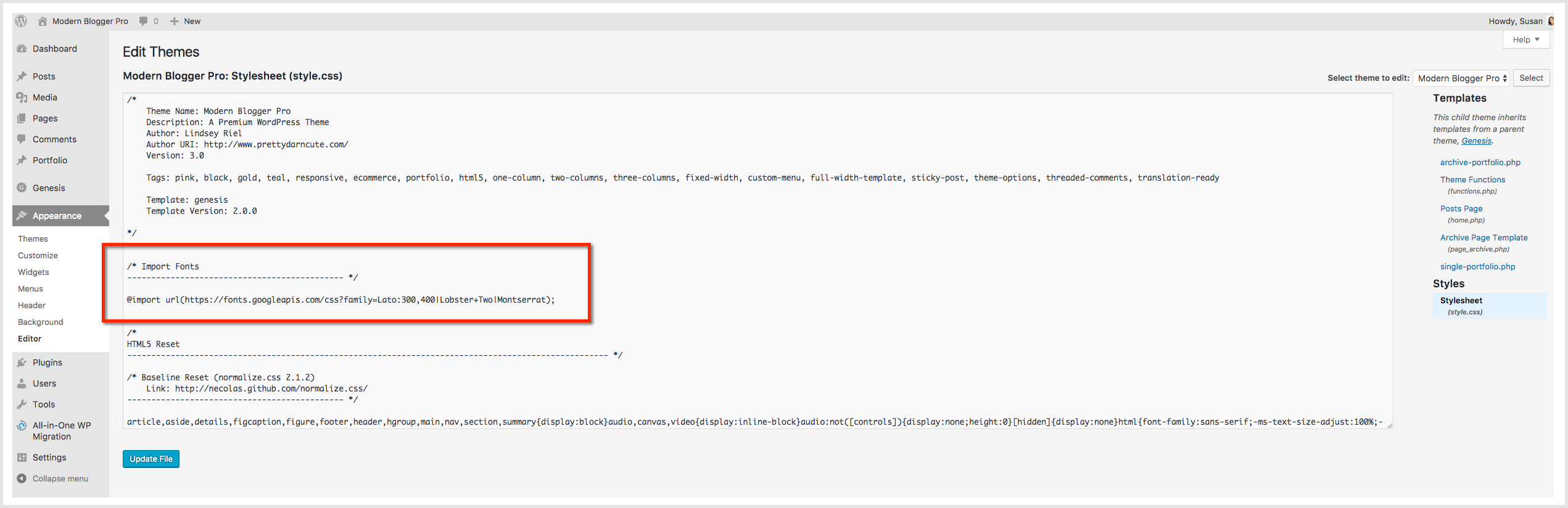 How to Change Fonts on the Modern Blogger Pro Theme